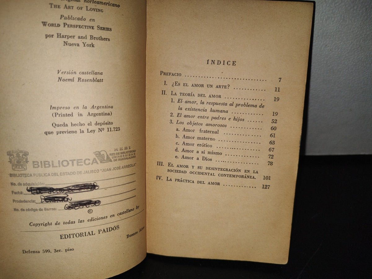 96- El Arte De Amar - Erich Fromm - Editorial Paidós, Buenos Aires - 80's