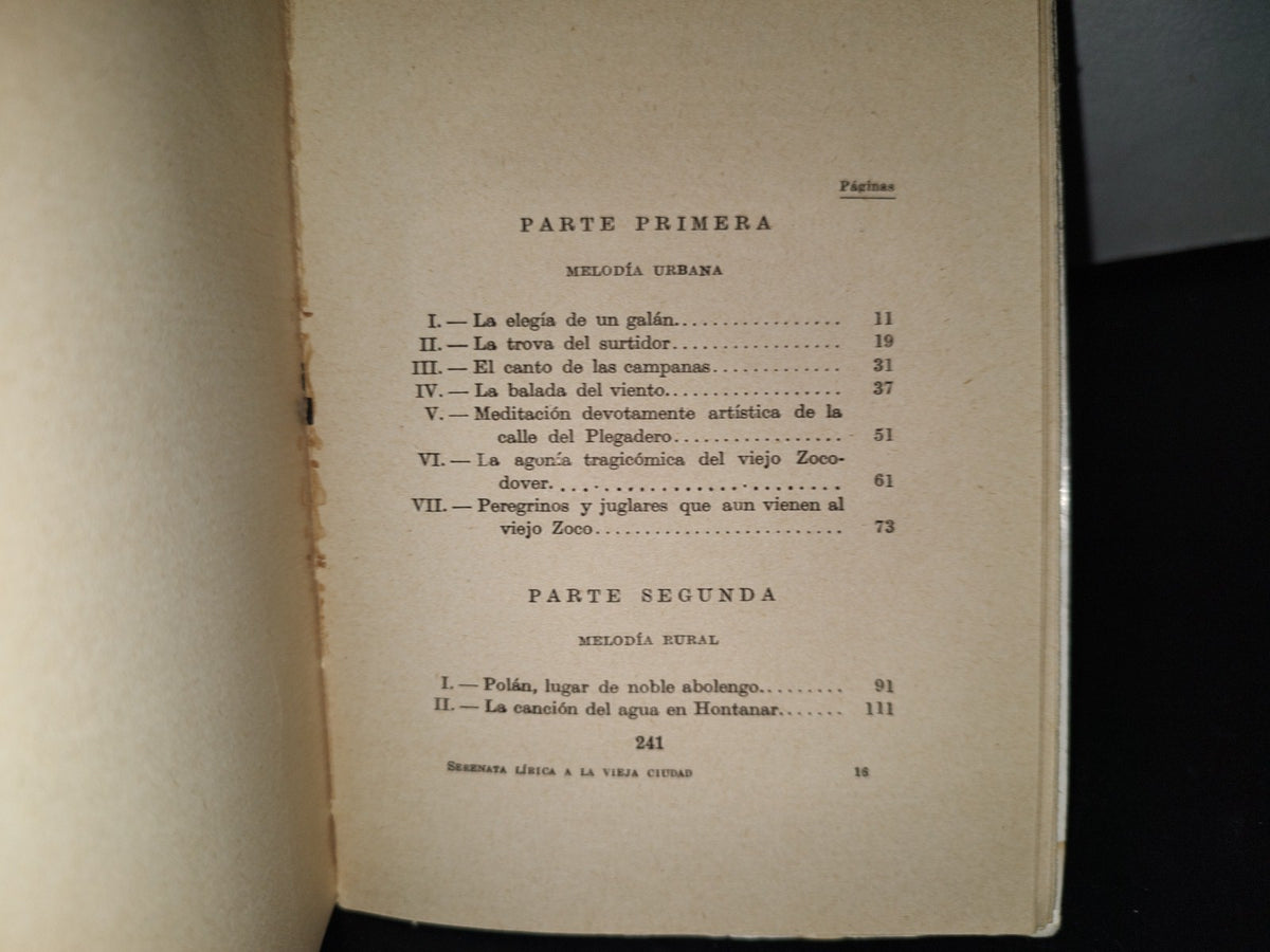 101- Serenata Lírica A La Vieja Ciudad - Félix Urabayen - Espasa-Calpe S. A. Primera Edición 50'S