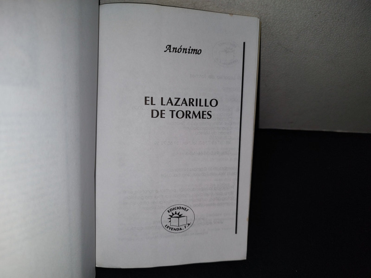 151- El Lazarillo De Tormes. Anónimo - Ediciones Leyenda 2005