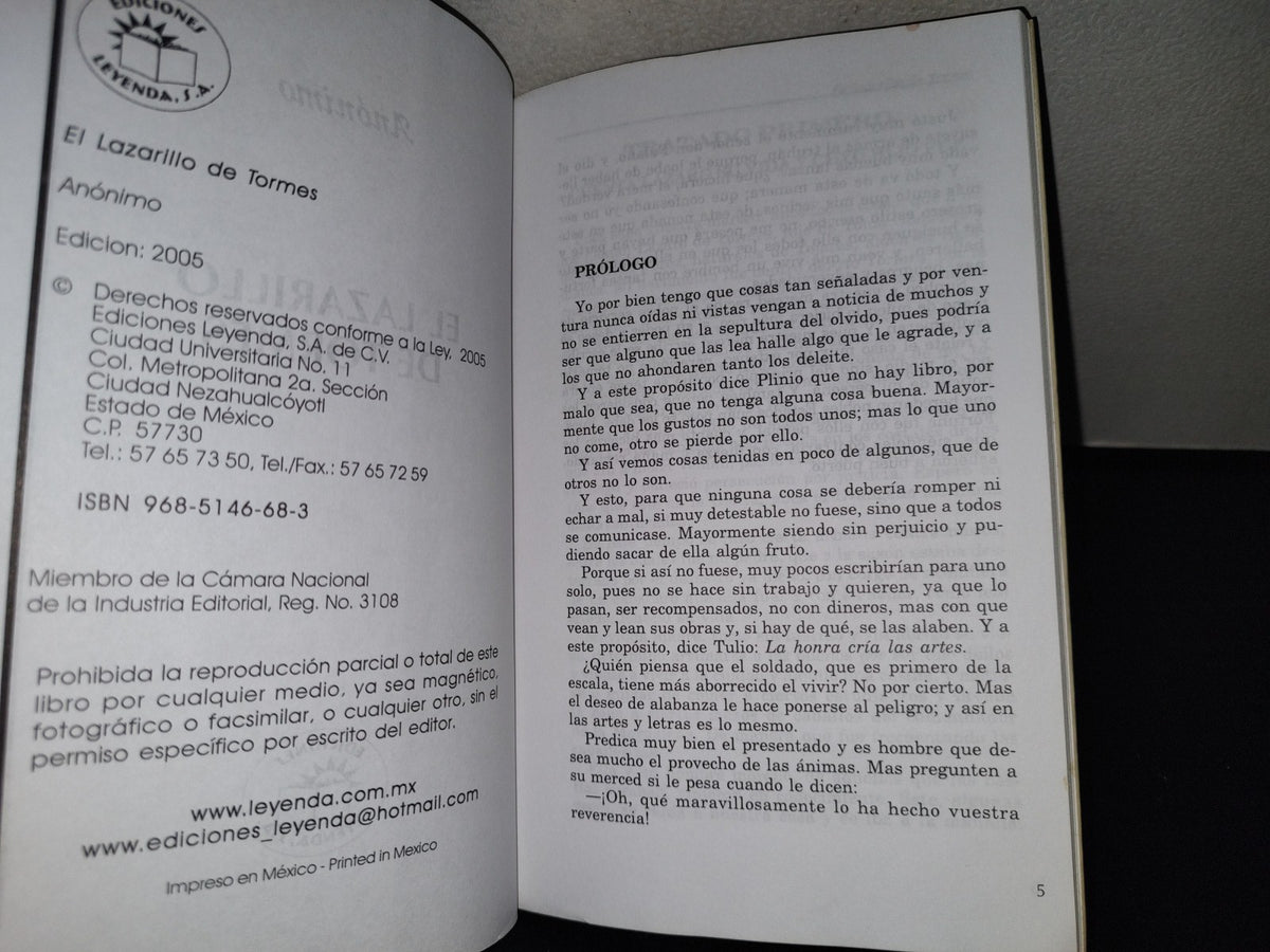 151- El Lazarillo De Tormes. Anónimo - Ediciones Leyenda 2005