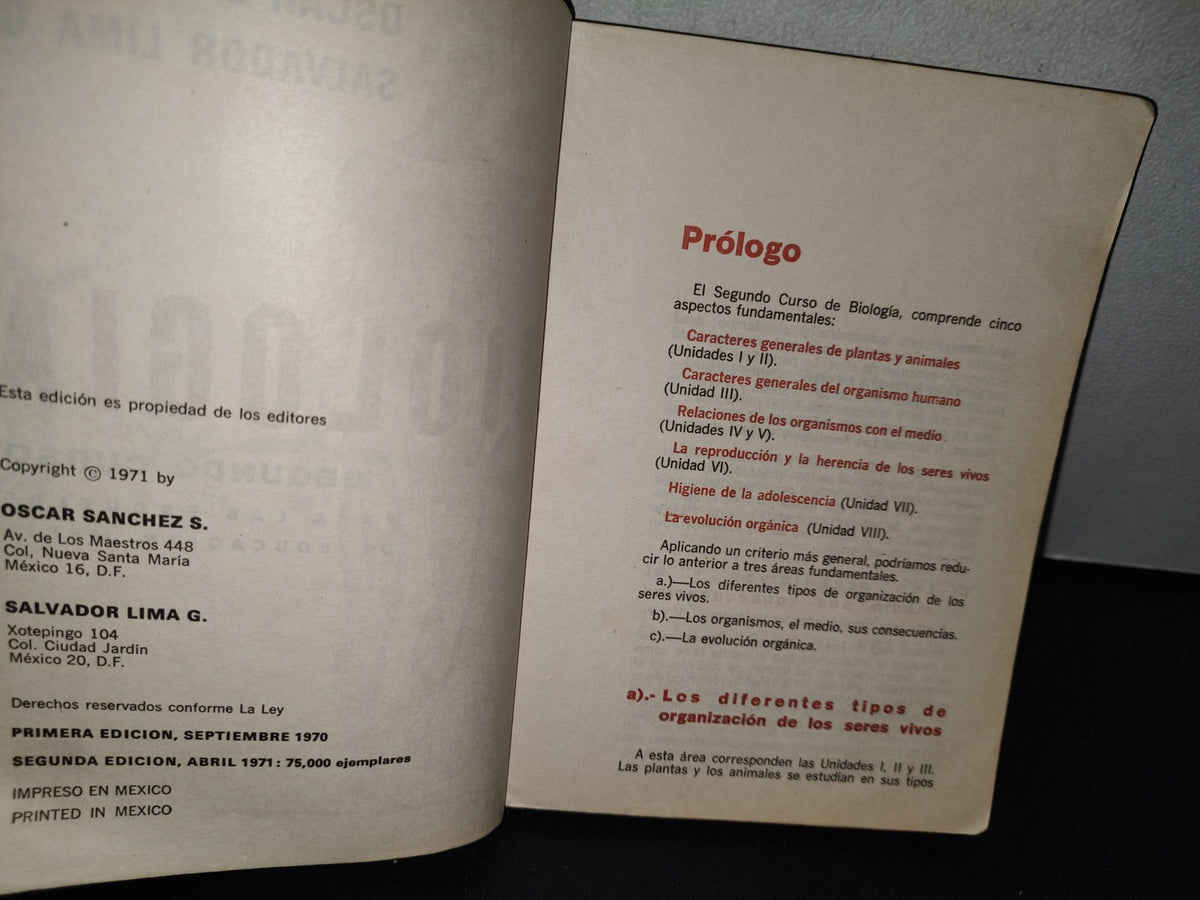 75- Biología. Segundo Curso - Óscar Sánchez S., Salvador Lima G. - 1971