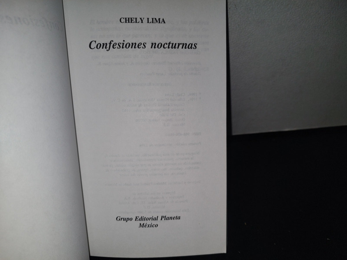 80- Confesiones Nocturnas. Revelador Testimonio Sobre Los Conflictos Generacionales En La Habana De Este Fin De Siglo - Chely Lima - Grupo Editorial Planeta, Primera Edición: Noviembre De 1994