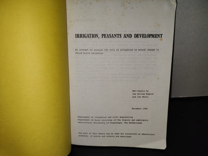 114- Irrigation, Peasants And Development - Jan Willem Eggink, Jan Ubels - November 1984