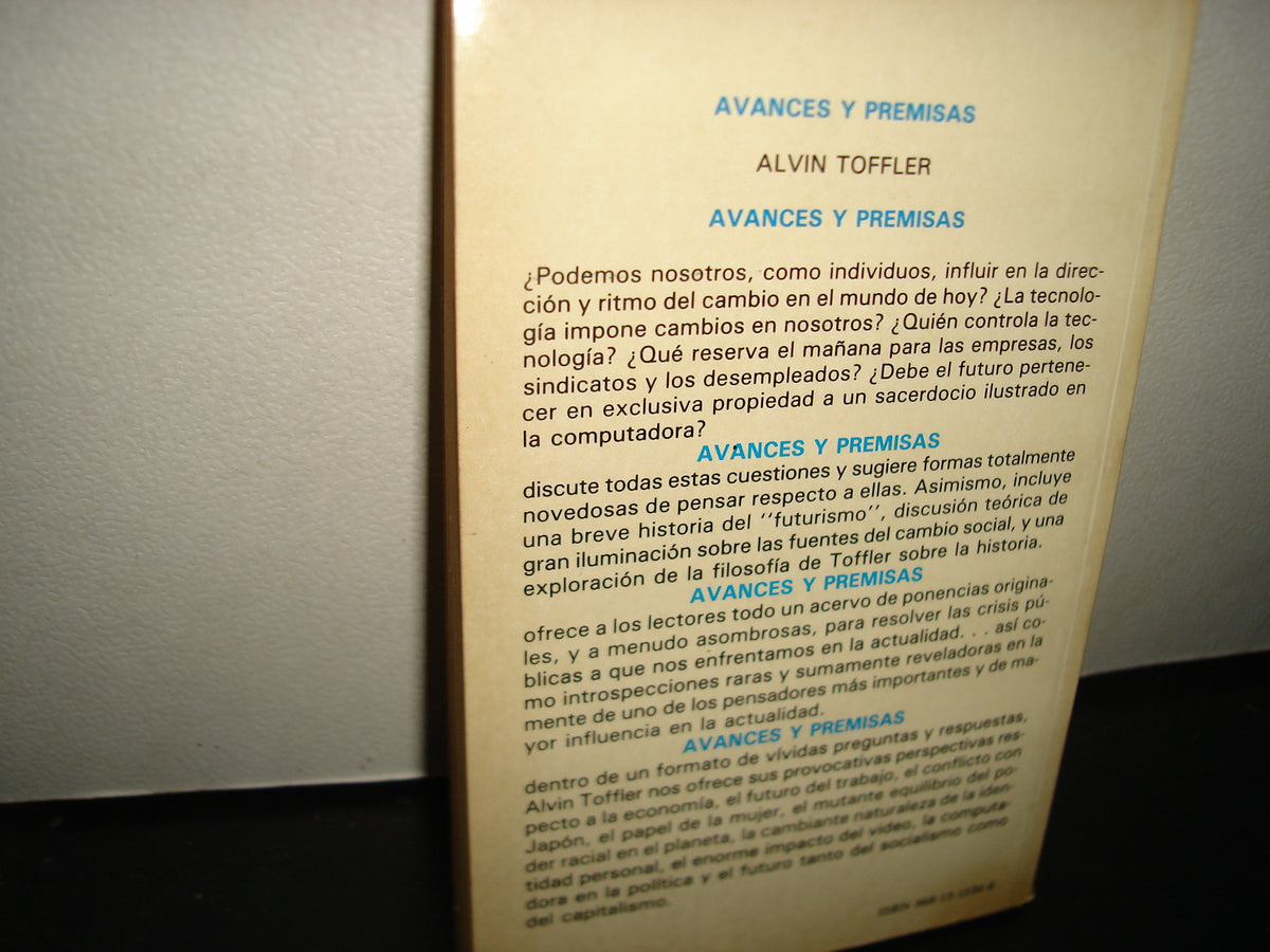 24- Avances Y Premisas - Alvin Toffler - Best Seller, Edivision - Primera Edición, Febrero De 1979
