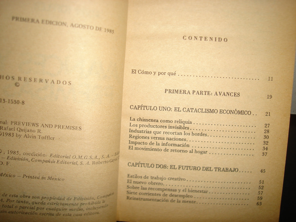 24- Avances Y Premisas - Alvin Toffler - Best Seller, Edivision - Primera Edición, Febrero De 1979