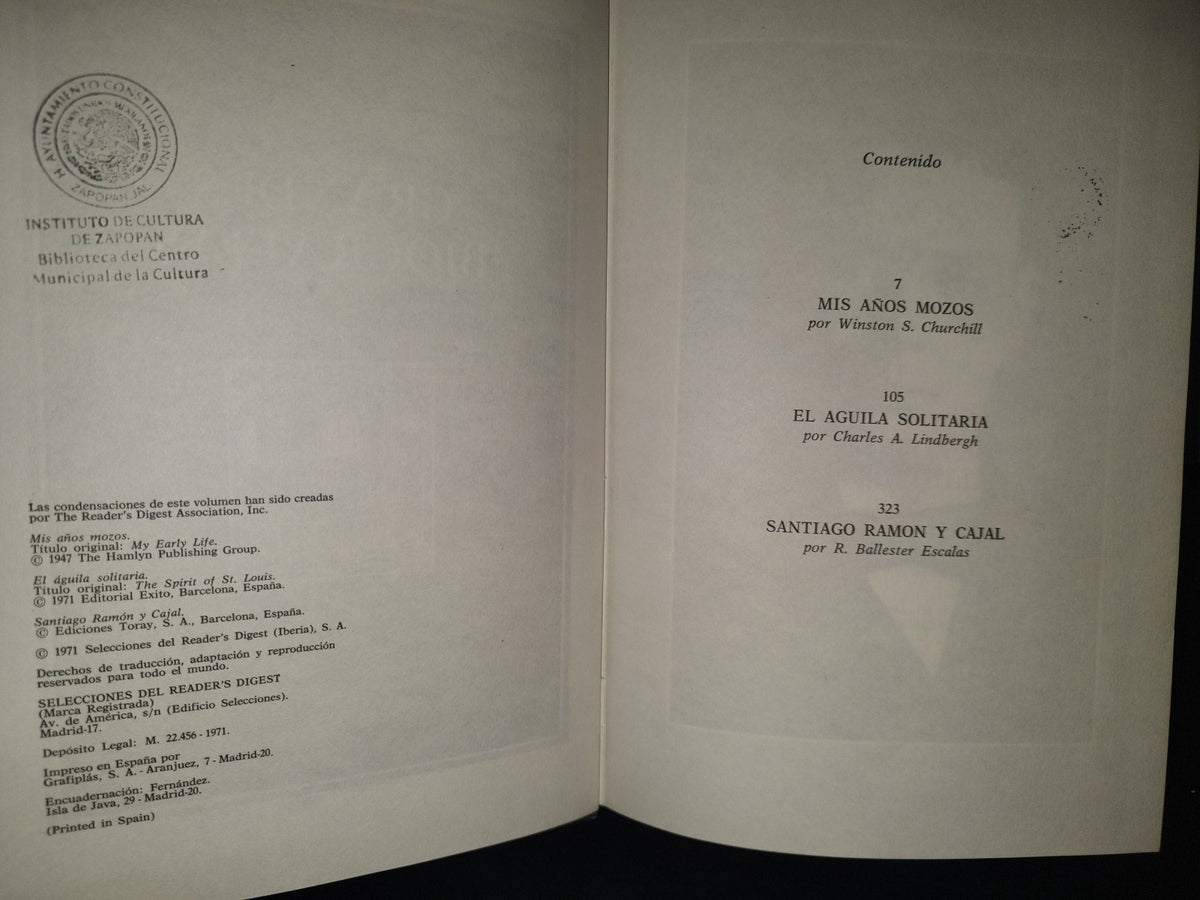 196- Selecciones Del Reader'S Digest. Grandes Biografías. Churchill, Charles Lindbergh... - 1971