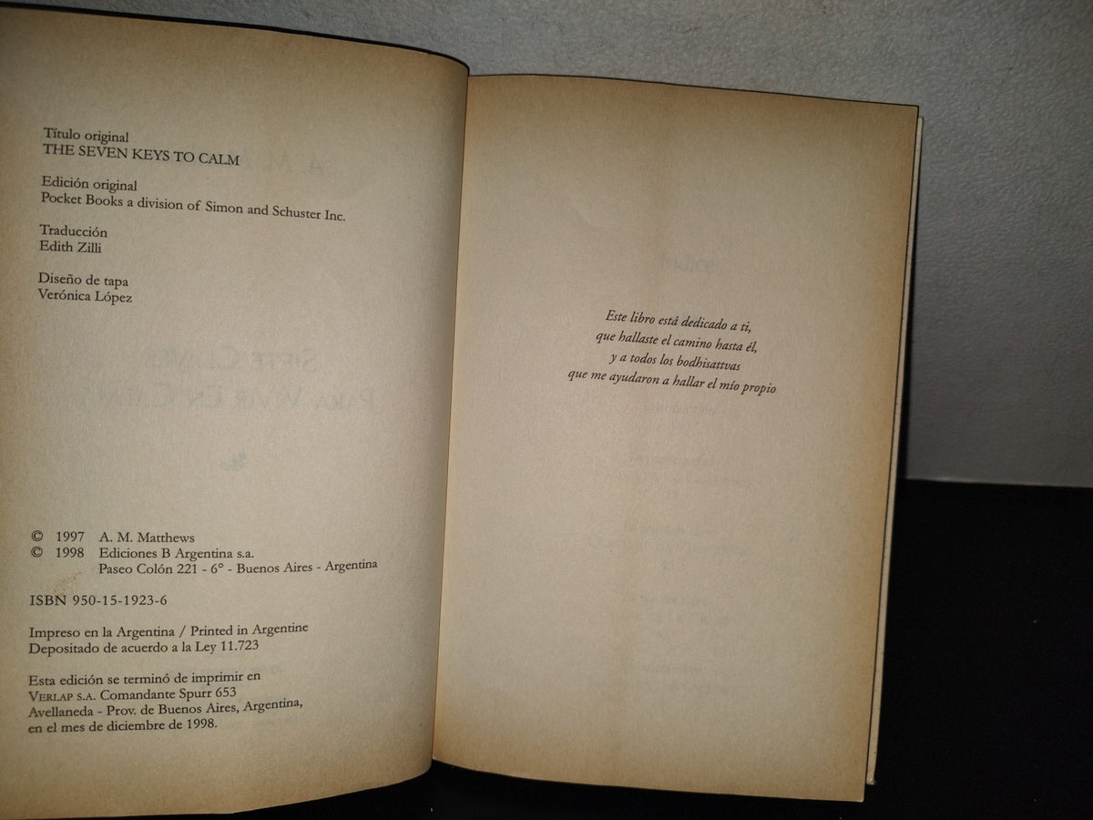 202- Siete Claves Para Vivir En Calma - A. M. Matthews - Javier Vergara Editori, 1998