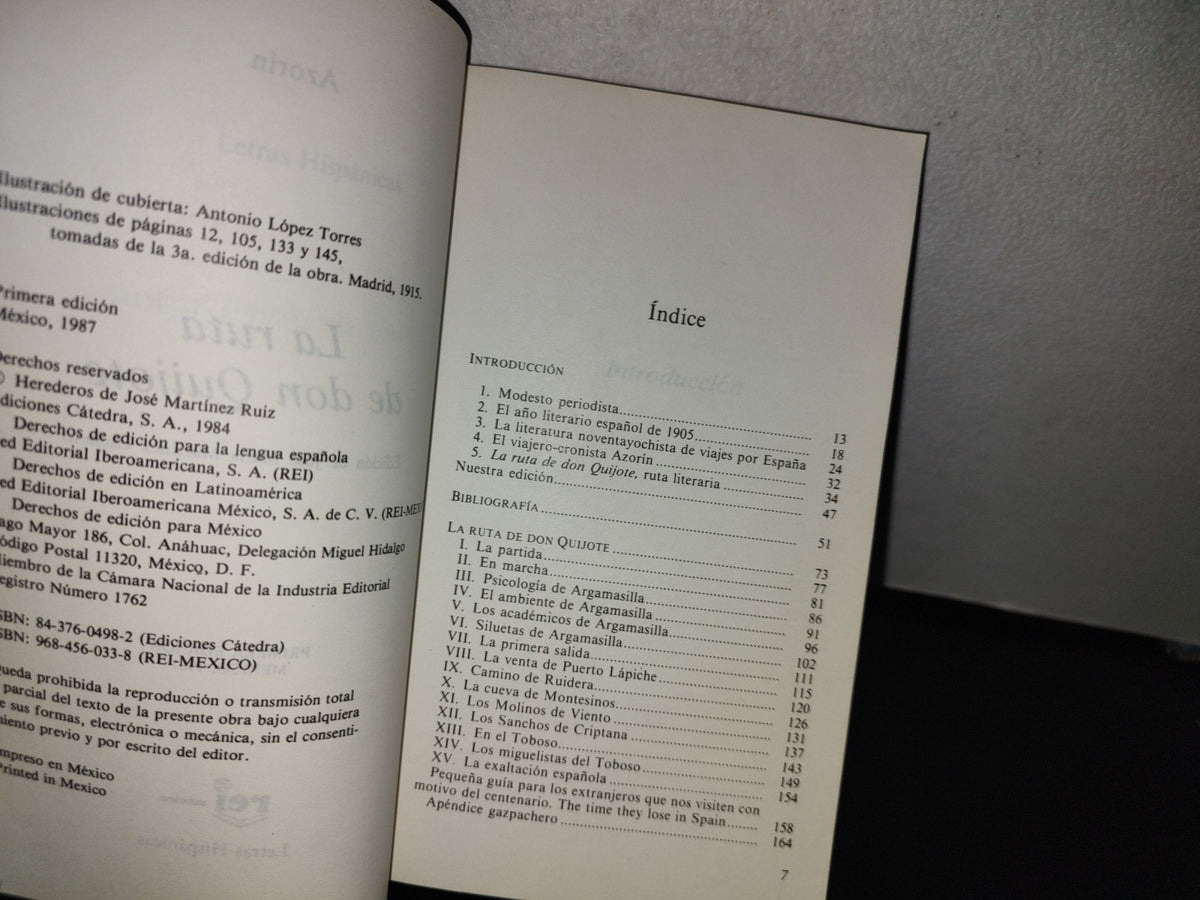 101- La Ruta De Don Quijote. Azorín - Rei México, Letras Hispánicas - Primera Edición 1987
