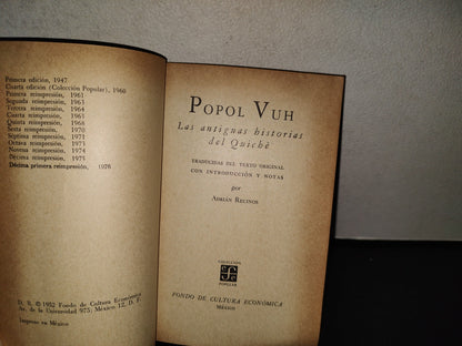 202- Popol Vuh. Las Antiguas Historias Del Quiché - Fondo De Cultura Económica - 1976