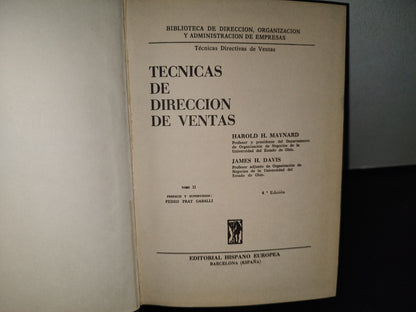 114- Técnicas De Dirección De Ventas - Harold H. Maynard, James H. Davis - 1972