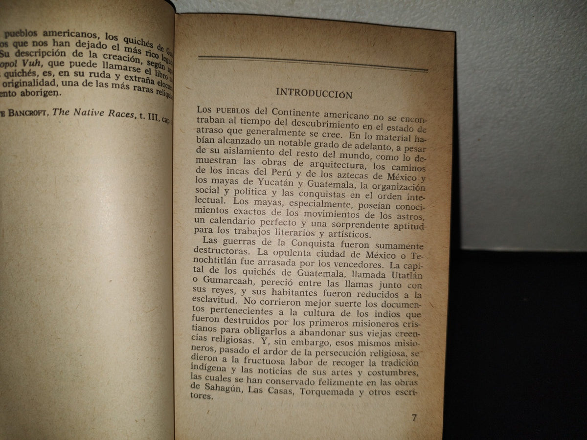 202- Popol Vuh. Las Antiguas Historias Del Quiché - Fondo De Cultura Económica - 1976