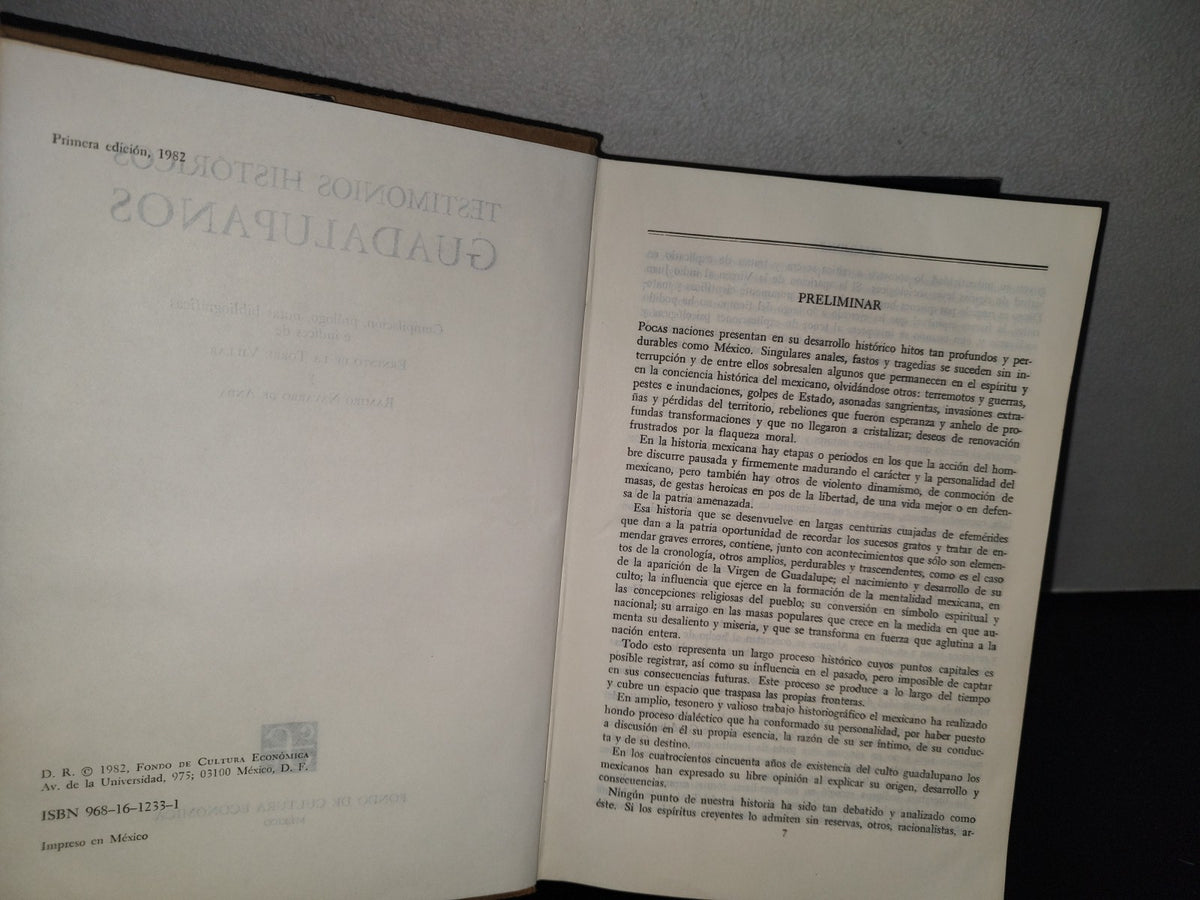 84- Testimonios Históricos Guadalupanos - Ernesto De La Torre Villar - Primera Edición, 1982