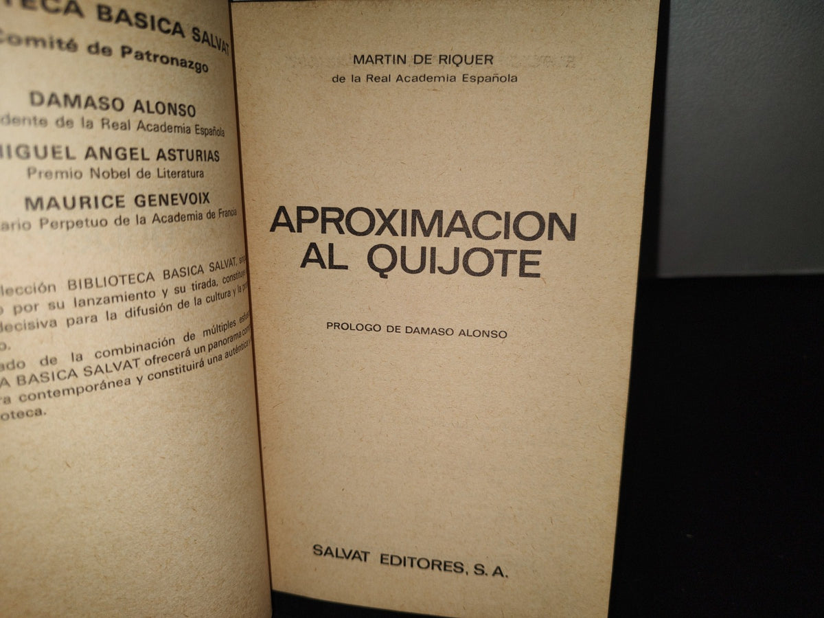 80- Aproximación Al Quijote - Martin De Riquer - 1971