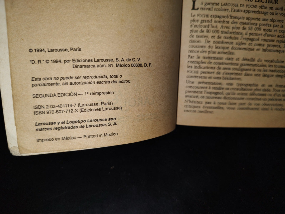 68- Larousse. Diccionario Pocket Español-Francés Francais-Espagnol