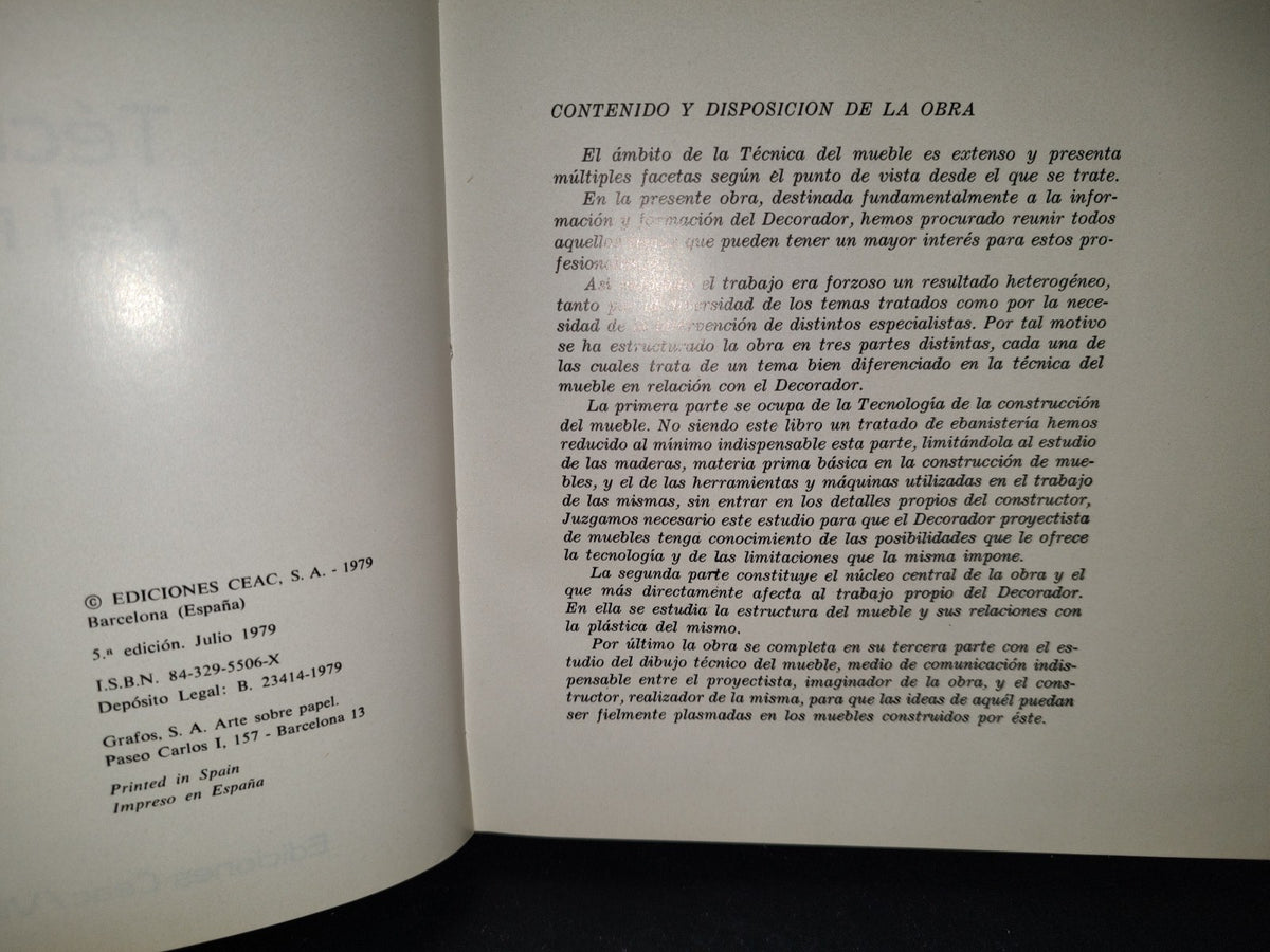 174- Técnica Y Plástica Del Mueble. Ceac. Biblioteca Básica De Decoración - 1979
