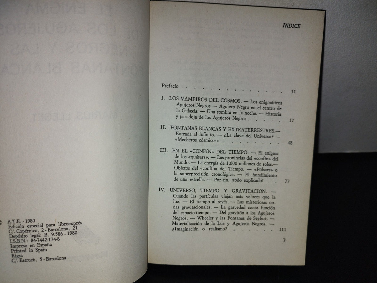 101- El Enigma De Los Agujeros Negros Y Las Fontanas Blancas - Marius Lleget - A.T.E. - 1980