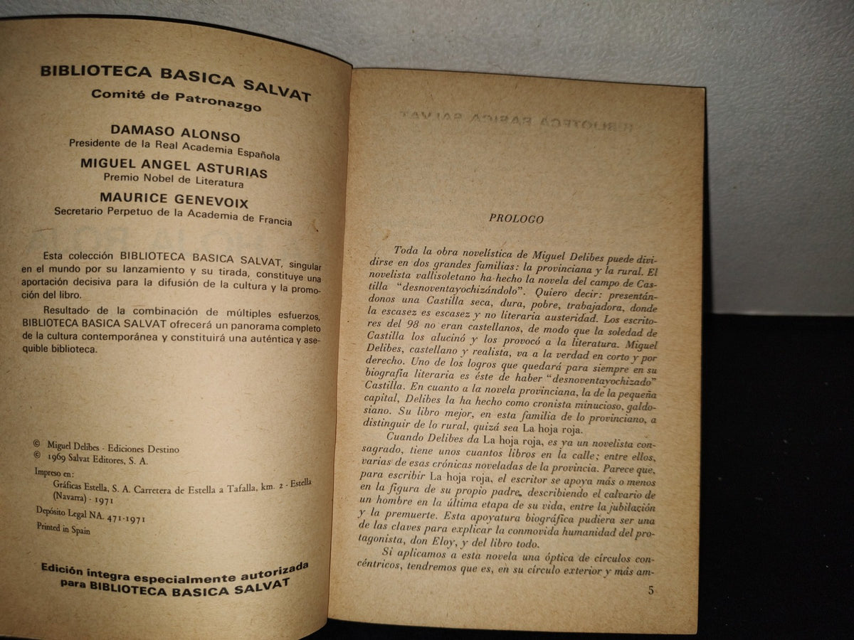 201- La Hoja Roja - Miguel Delibes. Biblioteca Básica Salvat 4 - 1971