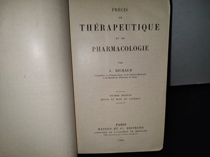 59- Francés. Précis Thérapeutique Et De Pharmacologie - A. Richaud - 1924