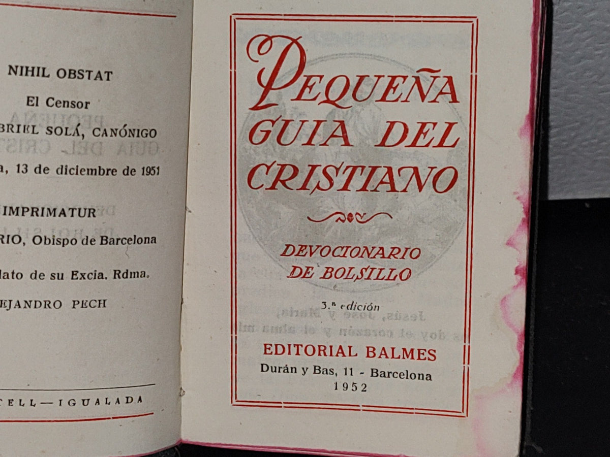 64- Pequeña Guía Del Cristiano. Devocionario De Bolsillo - Editorial Balmes - 1952