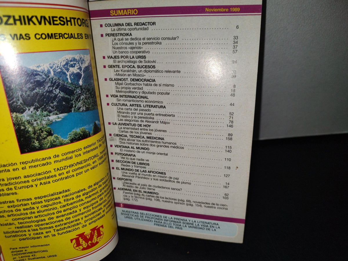 75- Sputnik. Selecciones De La Prensa Soviética. No. 11 - Noviembre 1989