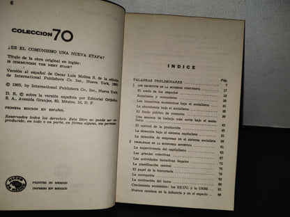 158- ¿Es El Comunismo Una Nueva Etapa? - Jacob M. Budih - Colección 70. Editorial Grijalbo, Primera Edición En Español, 1967