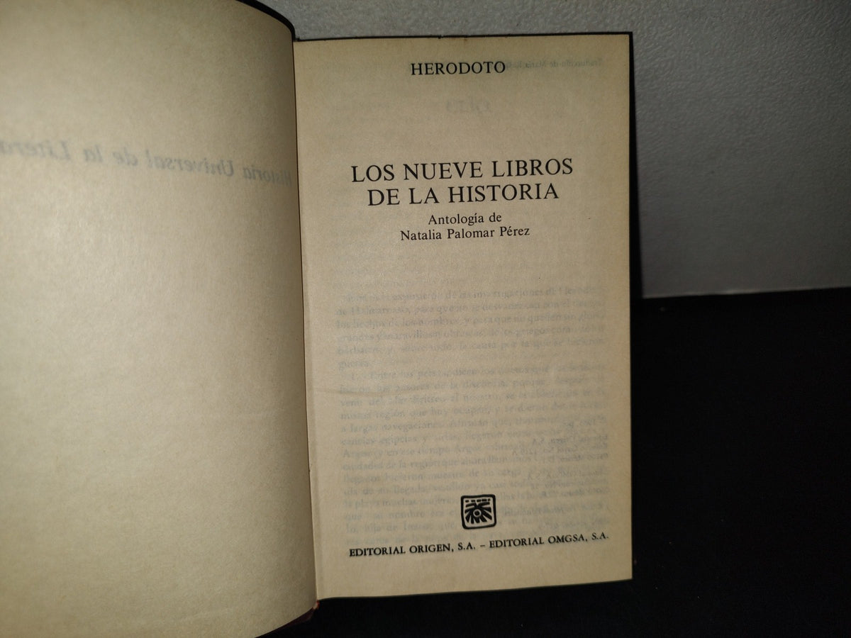 214- Los Nueve Libros De La Historia - Heródoto - Editorial Origen 1983