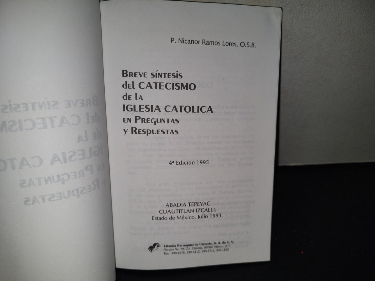 214- Breve Síntesis Del Catecismo De La Iglesia Católica En Preguntas Y Respuestas - Nicanor Ramos Lores O.S.B. - Librería Parroquial De Clavería, 1995