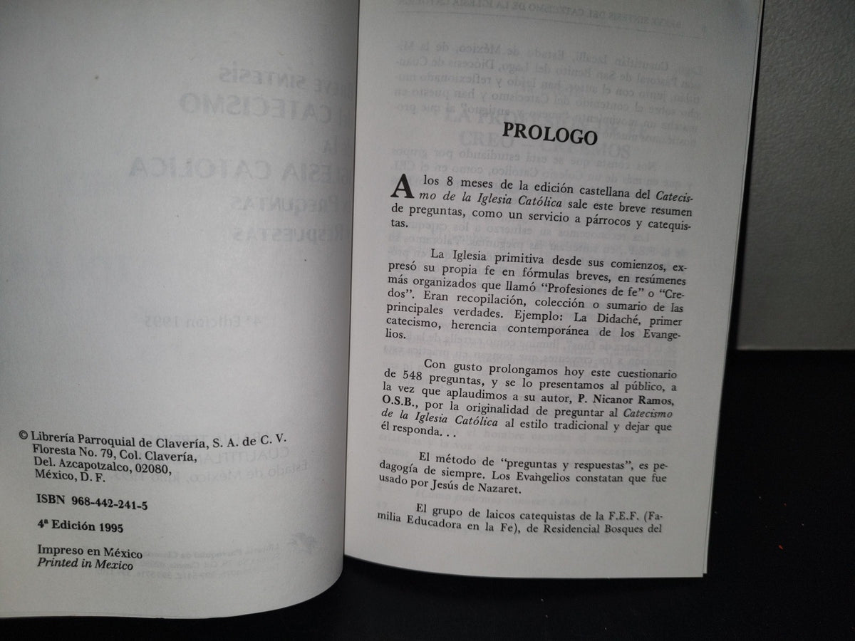 214- Breve Síntesis Del Catecismo De La Iglesia Católica En Preguntas Y Respuestas - Nicanor Ramos Lores O.S.B. - Librería Parroquial De Clavería, 1995