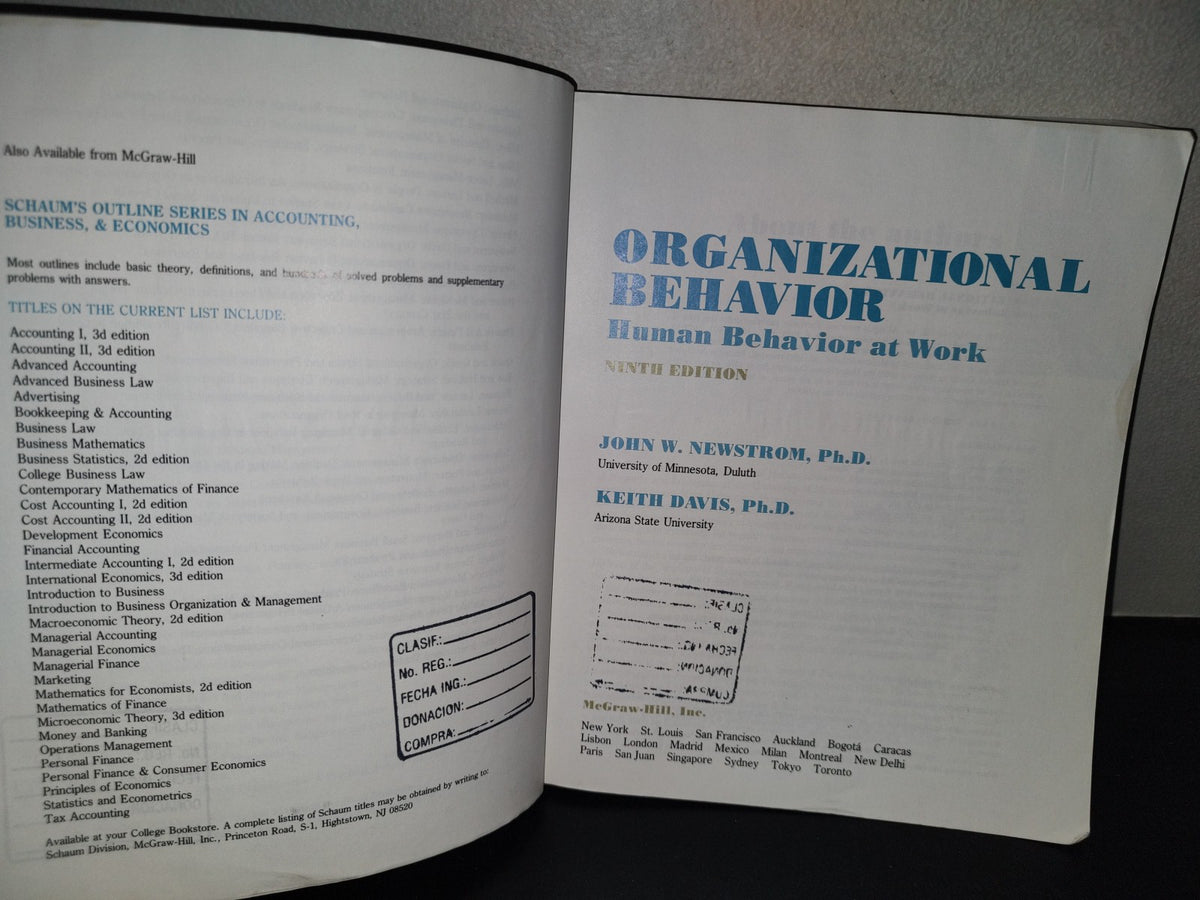 219- Organizational Behavior. Human Behvior At Work - John W. Newstrom / Keith Davis