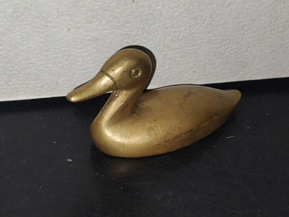A5- Figura Maciza De Bronce: Pato Echado - 70's