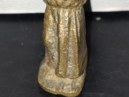 A5- Figura Maciza De Bronce: Ángel Con Alas Semiabiertas Sosteniendo Un Objeto - 50'S - 60'S