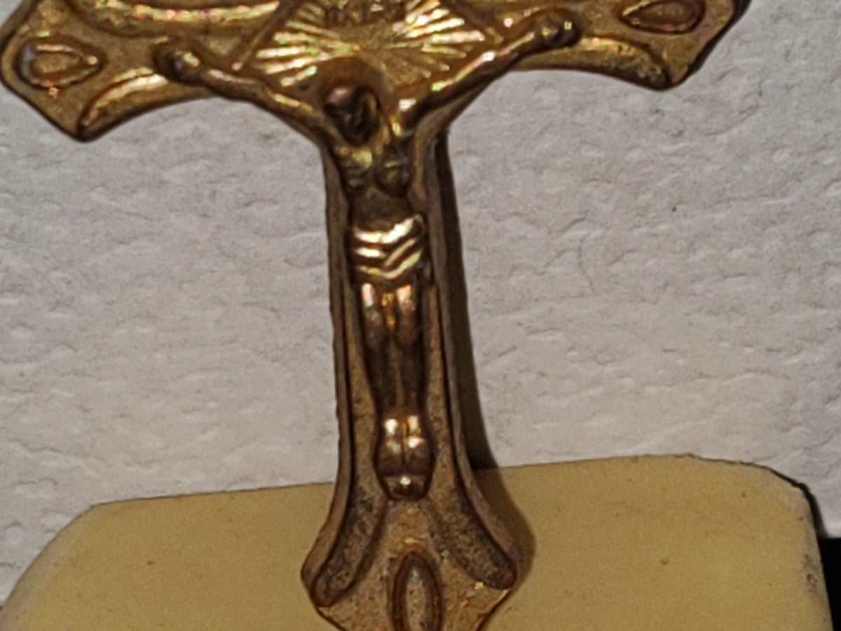 A5- Dije Crucifijo Dorado De Metal - 80's - 90's