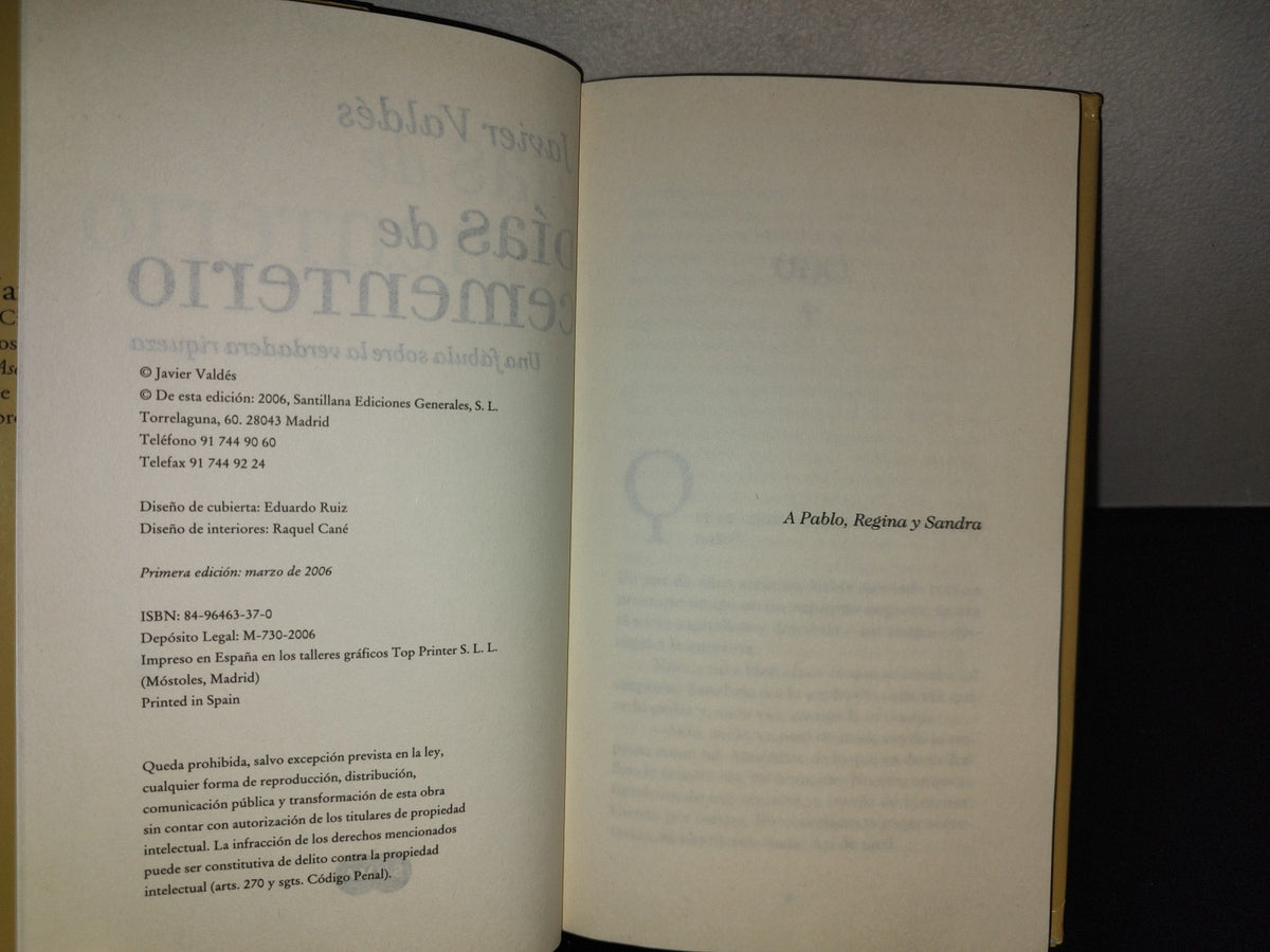 197- Días De Cementerio. Una Fábula Sobre La Verdadera Riqueza - Javier Valdés - 1A. Ed. 2006