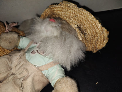 A1- Par De Conejos Granjeros Vintage De Peluche - 80'S