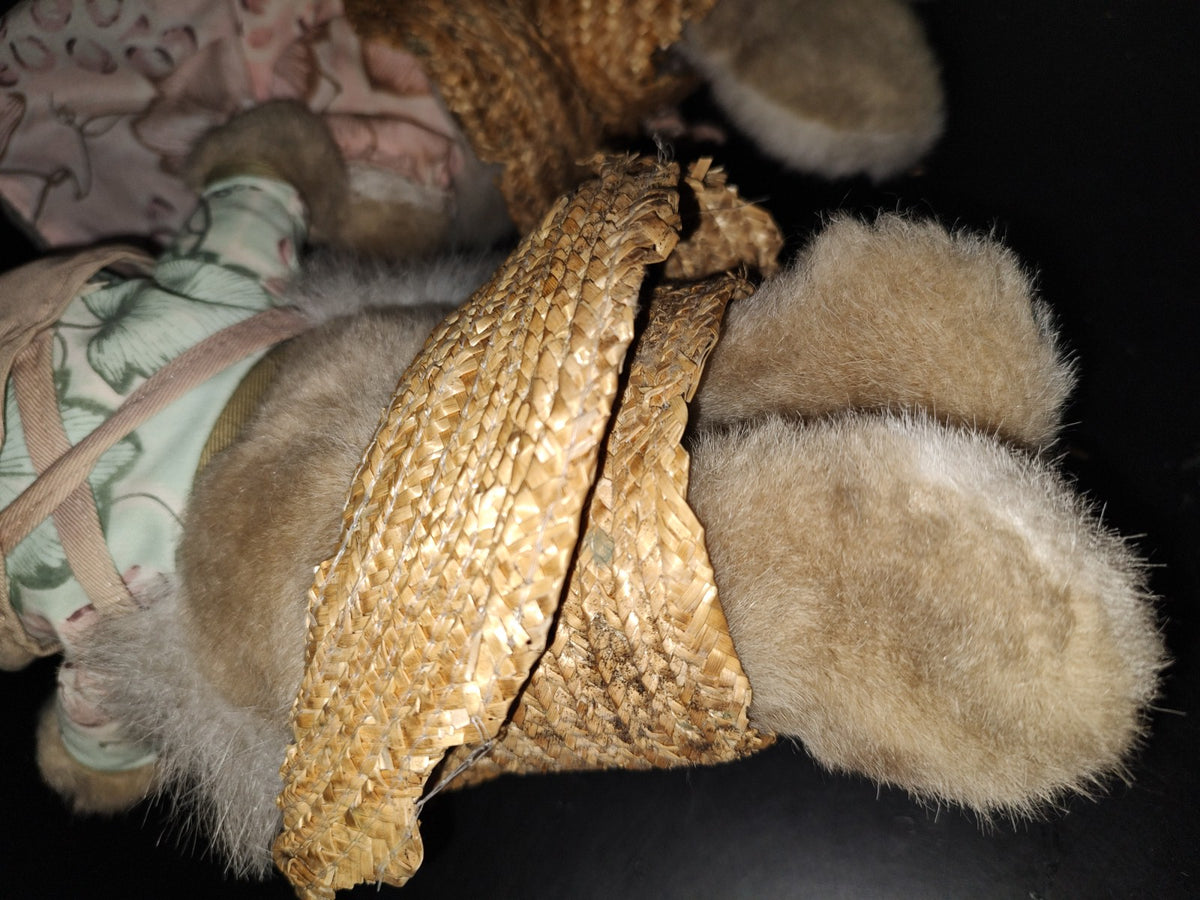 A1- Par De Conejos Granjeros Vintage De Peluche - 80'S