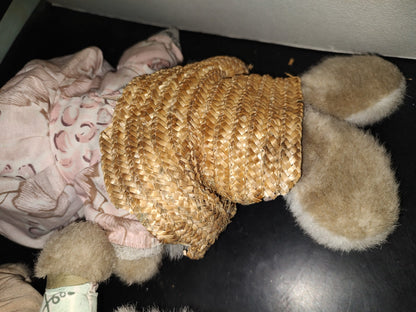 A1- Par De Conejos Granjeros Vintage De Peluche - 80'S