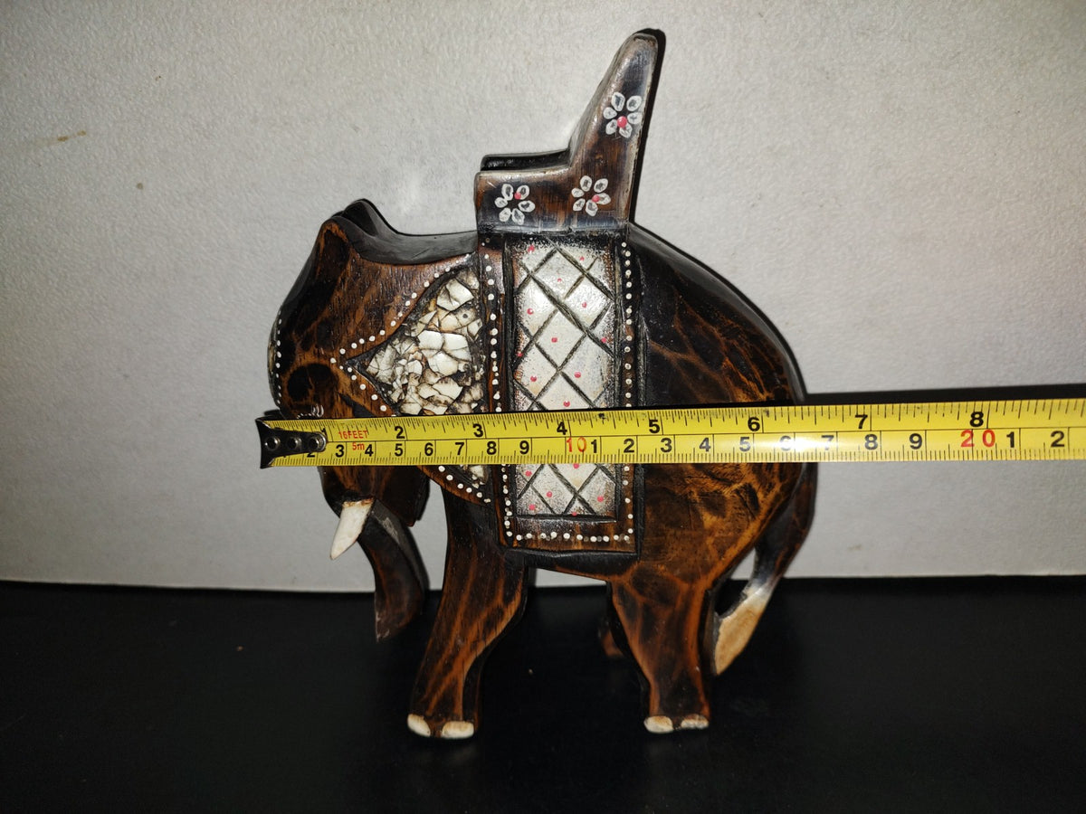 A6- Elefante Vintage Hindú De Madera Tallado A Mano - 70's - 80's