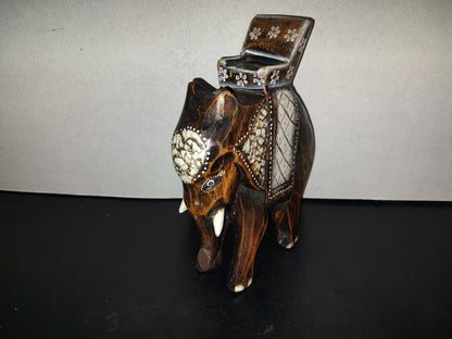 A6- Elefante Vintage Hindú De Madera Tallado A Mano - 70's - 80's