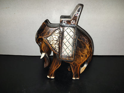 A6- Elefante Vintage Hindú De Madera Tallado A Mano - 70's - 80's