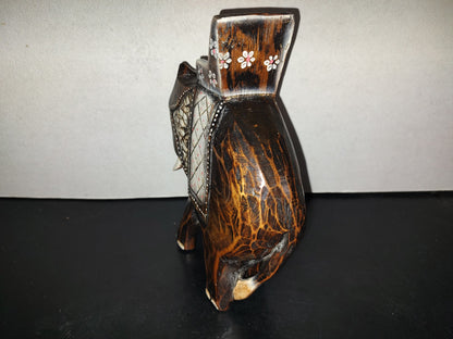 A6- Elefante Vintage Hindú De Madera Tallado A Mano - 70's - 80's