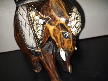A6- Elefante Vintage Hindú De Madera Tallado A Mano - 70's - 80's