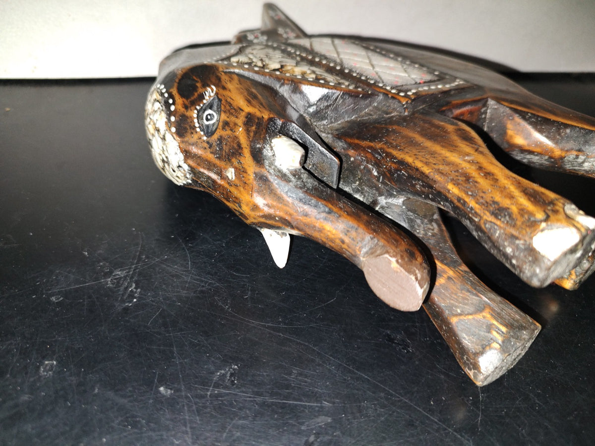 A6- Elefante Vintage Hindú De Madera Tallado A Mano - 70's - 80's