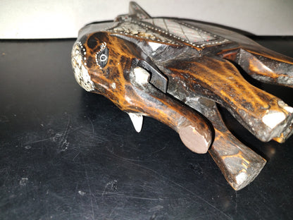 A6- Elefante Vintage Hindú De Madera Tallado A Mano - 70's - 80's
