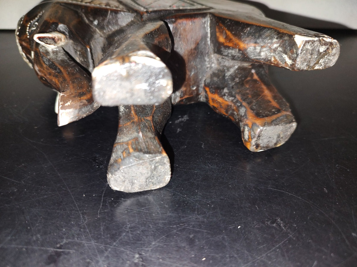 A6- Elefante Vintage Hindú De Madera Tallado A Mano - 70's - 80's