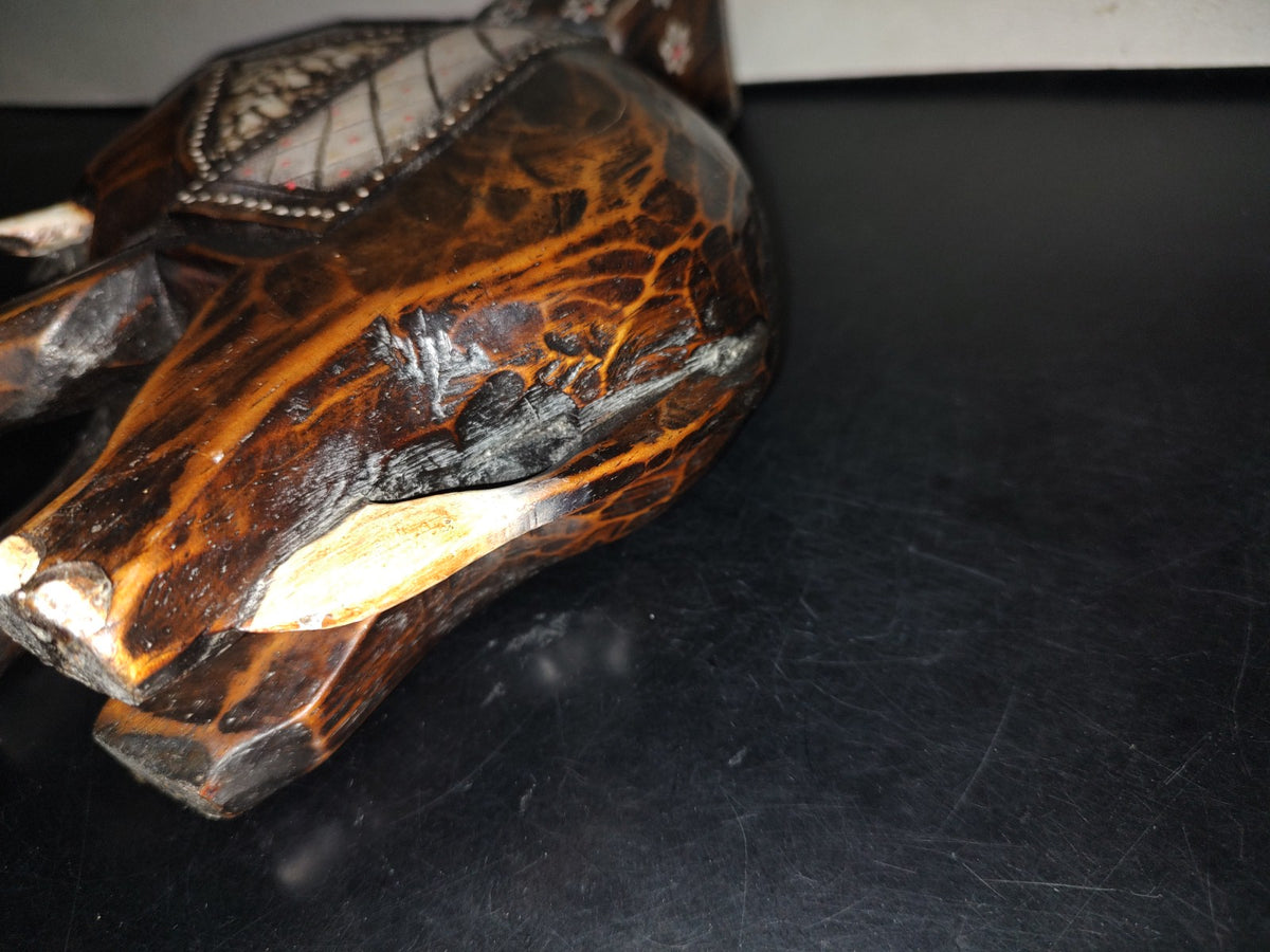 A6- Elefante Vintage Hindú De Madera Tallado A Mano - 70's - 80's