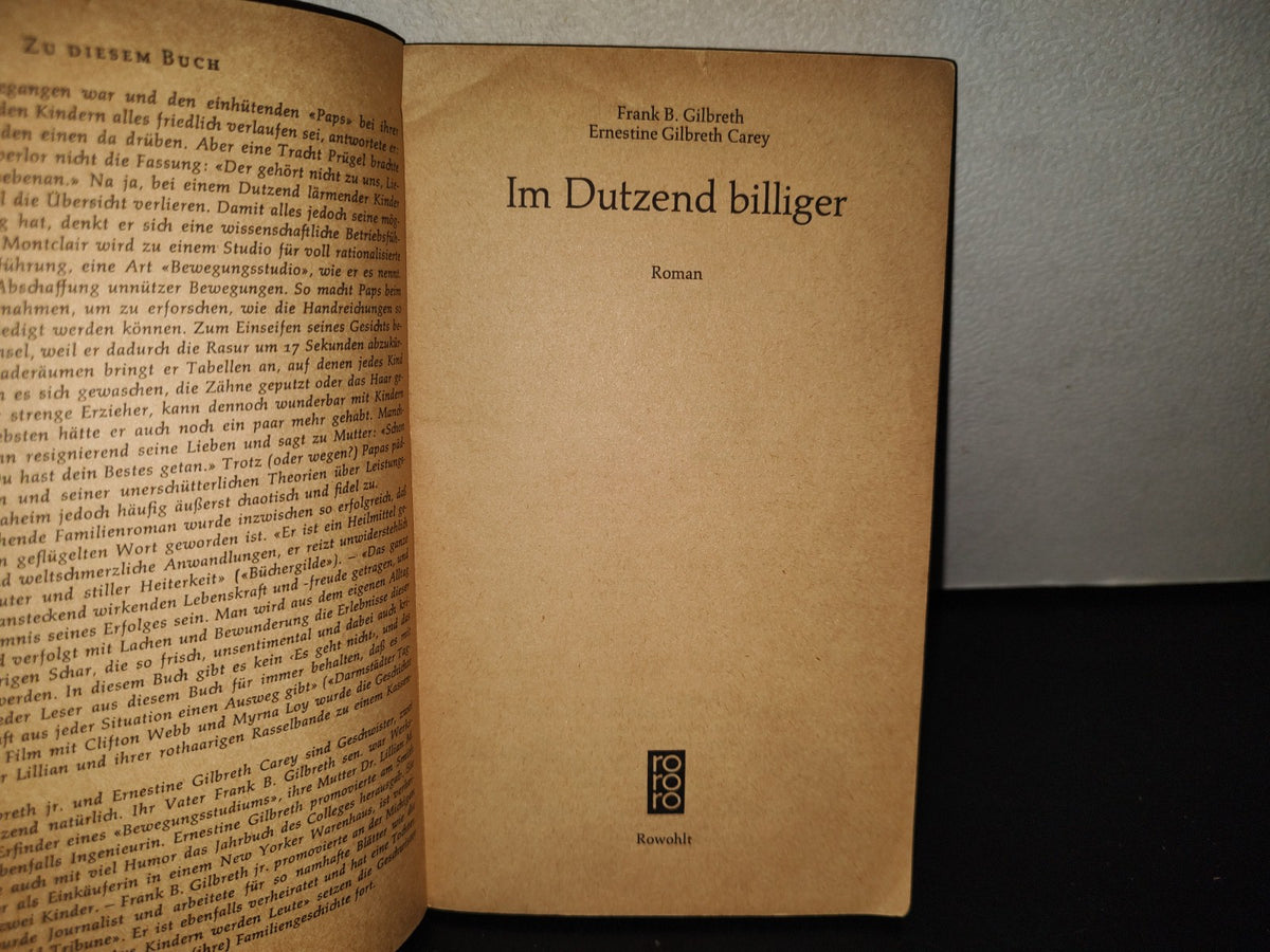 200- Im Dutzend Billiger. Eine Reizende Familiengeschichte - Frank B. Gilbreth - 1976