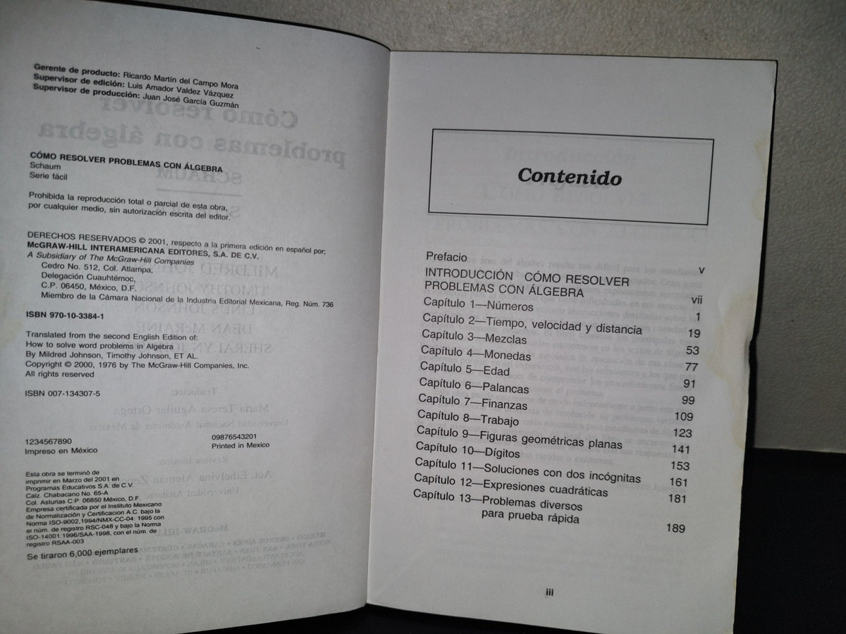 200- Cómo Resolver Problemas Con Álgebra - Schaum, Serie Fácil - Mildred Johnson, 2001