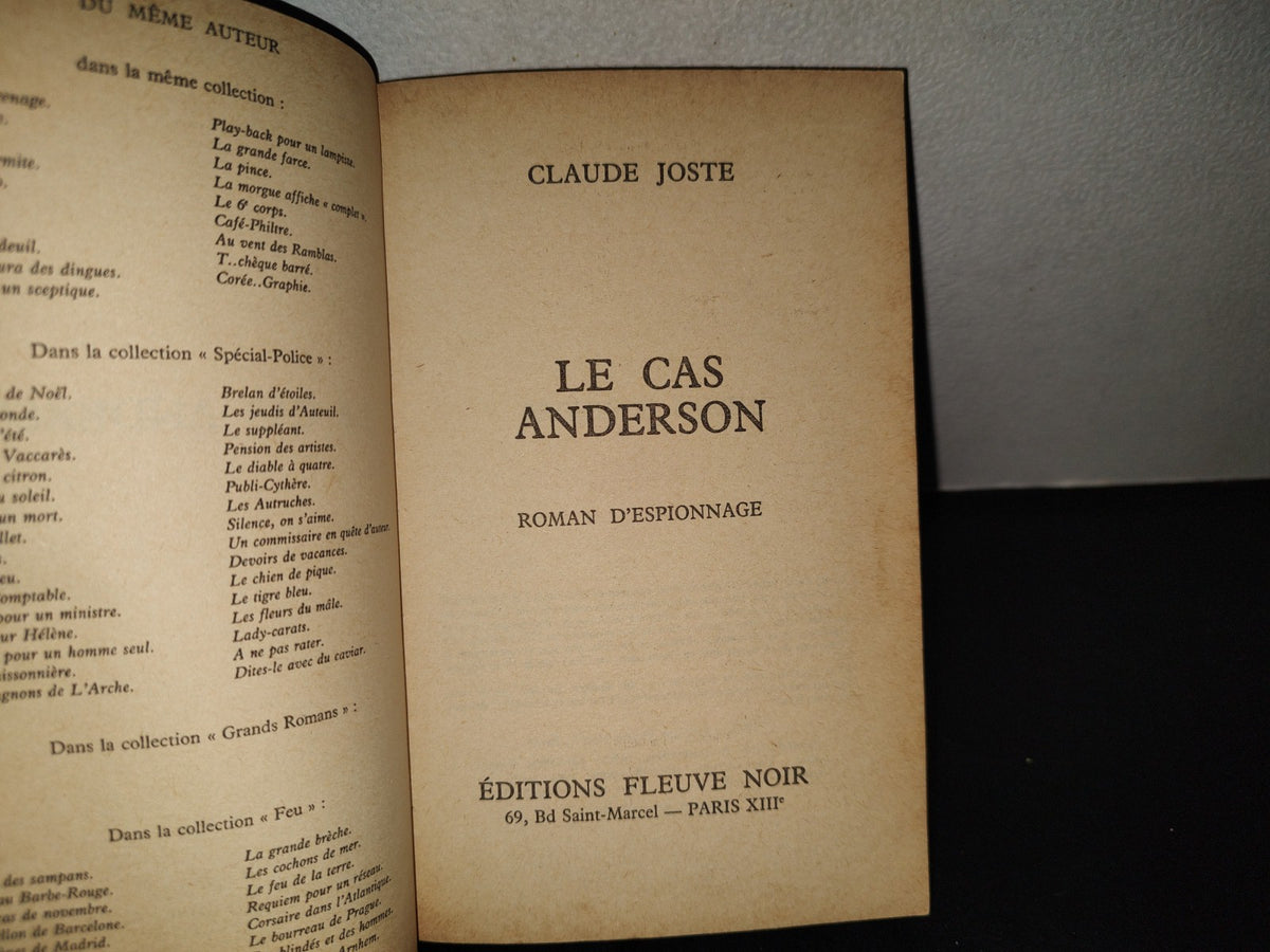 219- Le Cas Anderson. Roman D'Espinnage - Claude Joste. Editions Fleuve Nour - 1976