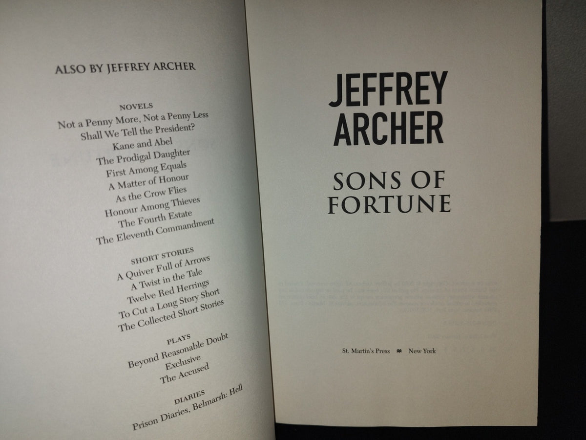 219- Sons Of Fortune - Jeffrey Archer. St. Martin's Press - First Edition: January 2003