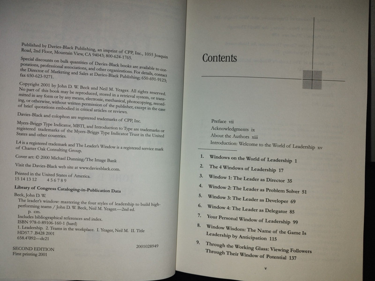 219- The Leader'S Window. Mastering The Four Styles Of Leadership To Build High-Performing Teams - John D. W. Beck, Neil M. Yeager